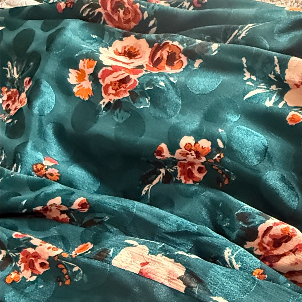 Lovestitch Teal Floral Midi Dress - Picture 3 of 3